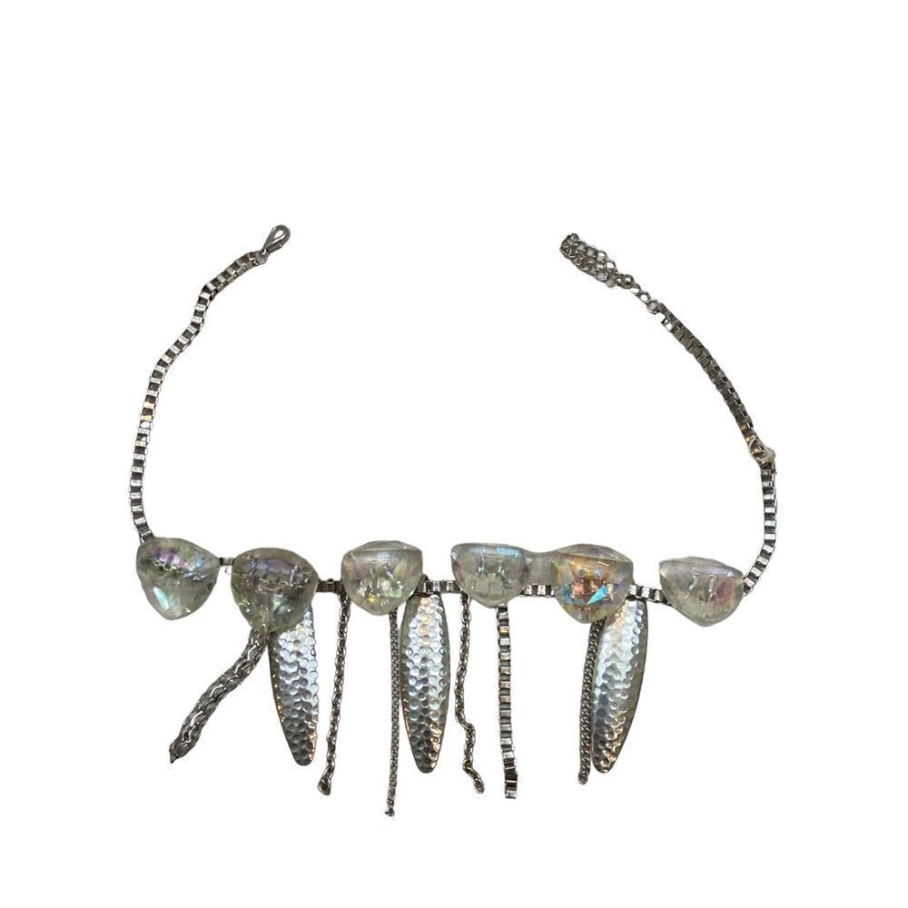New without Tags Iridescent Triangle Crystal‎ Dangle Necklace